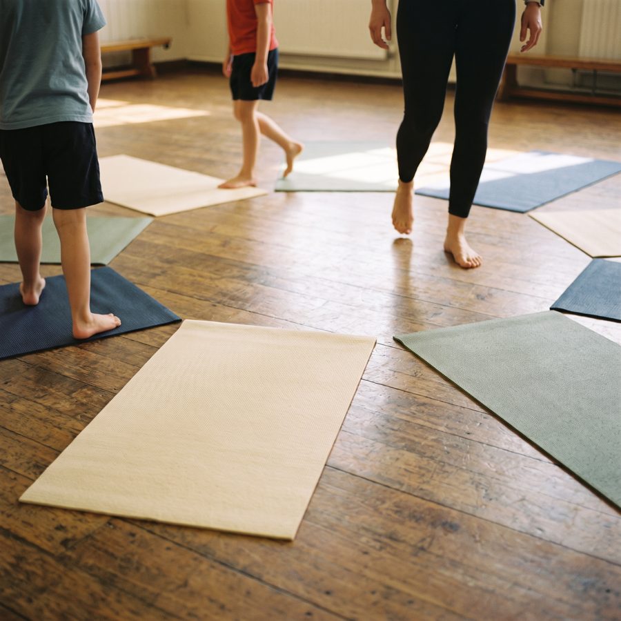 Students on mats in a calm studio